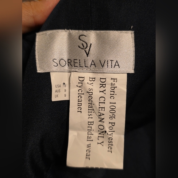 SORELLA VITA Navy One-Shoulder Ruffle Evening Gown - Picture 12 of 13